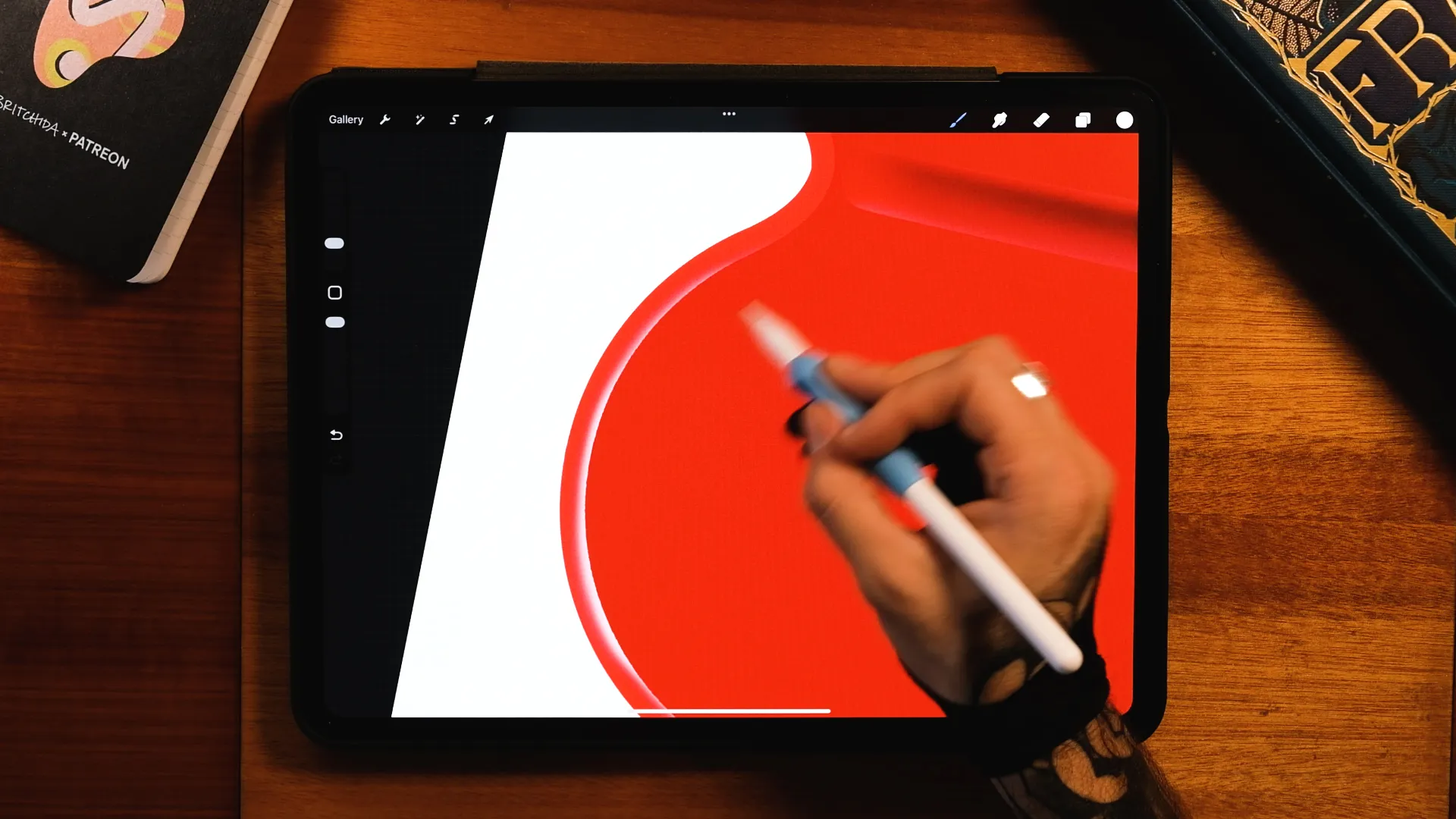 Adding grain texture to create light to the lollipop in Procreate