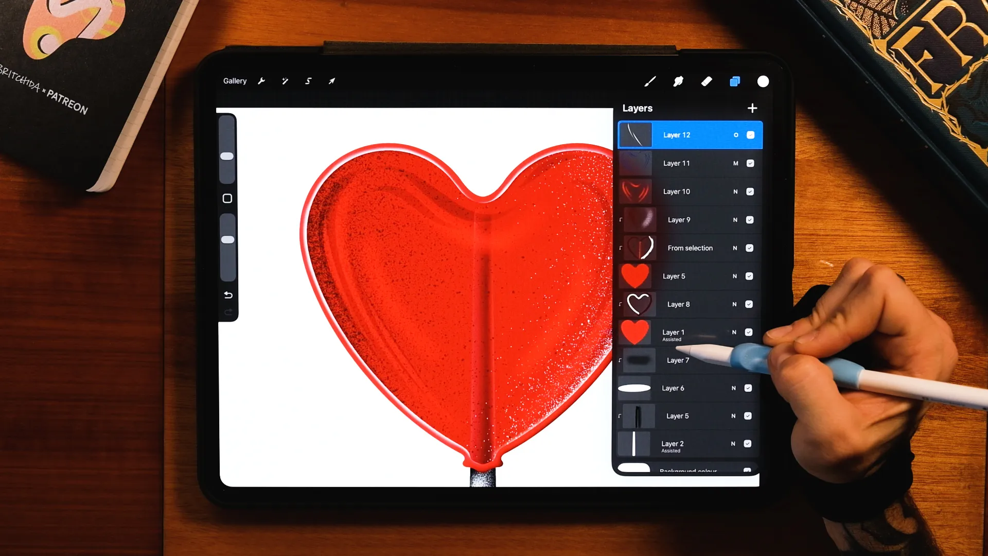Painting highlights and reflections for candy glass effect in Procreate