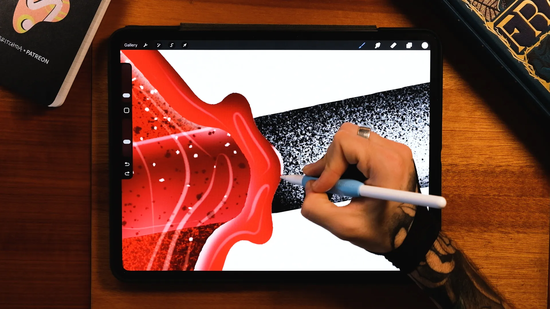 Final glossy heart lollipop candy glass effect in Procreate