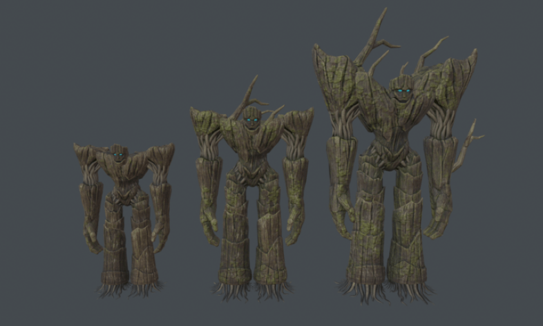3 ascending sizes of Rockbark Treeman models from Depths of Erendorn