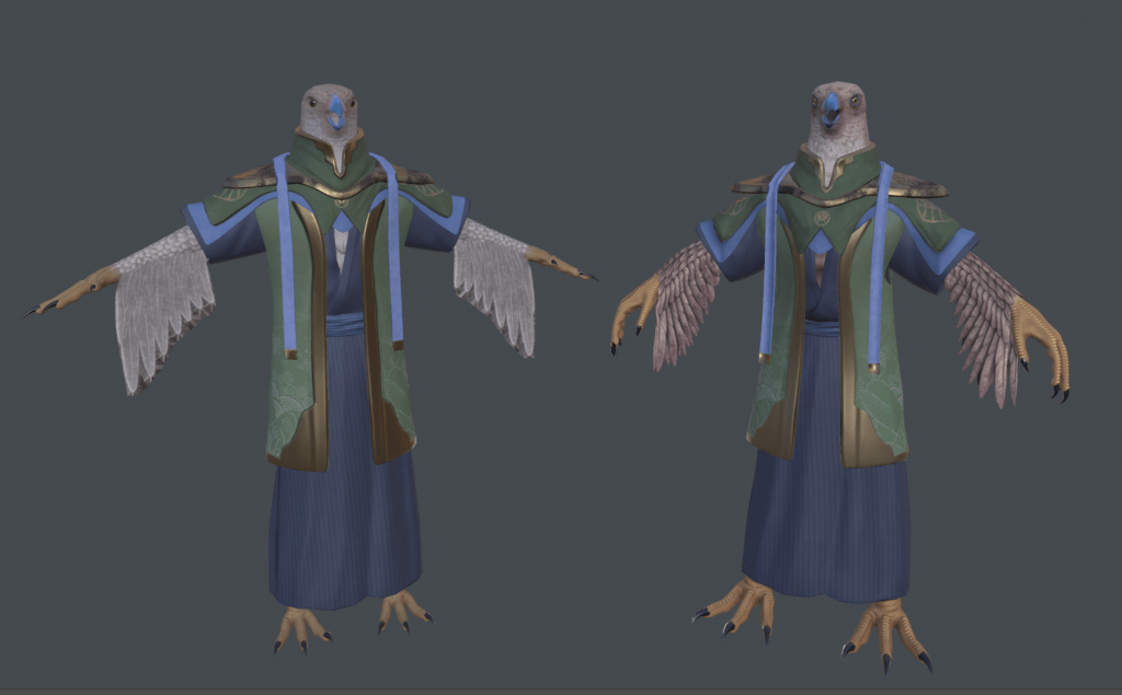 Before and after shot of the remodelled Parakaw Watcher from Depths of Erendorn