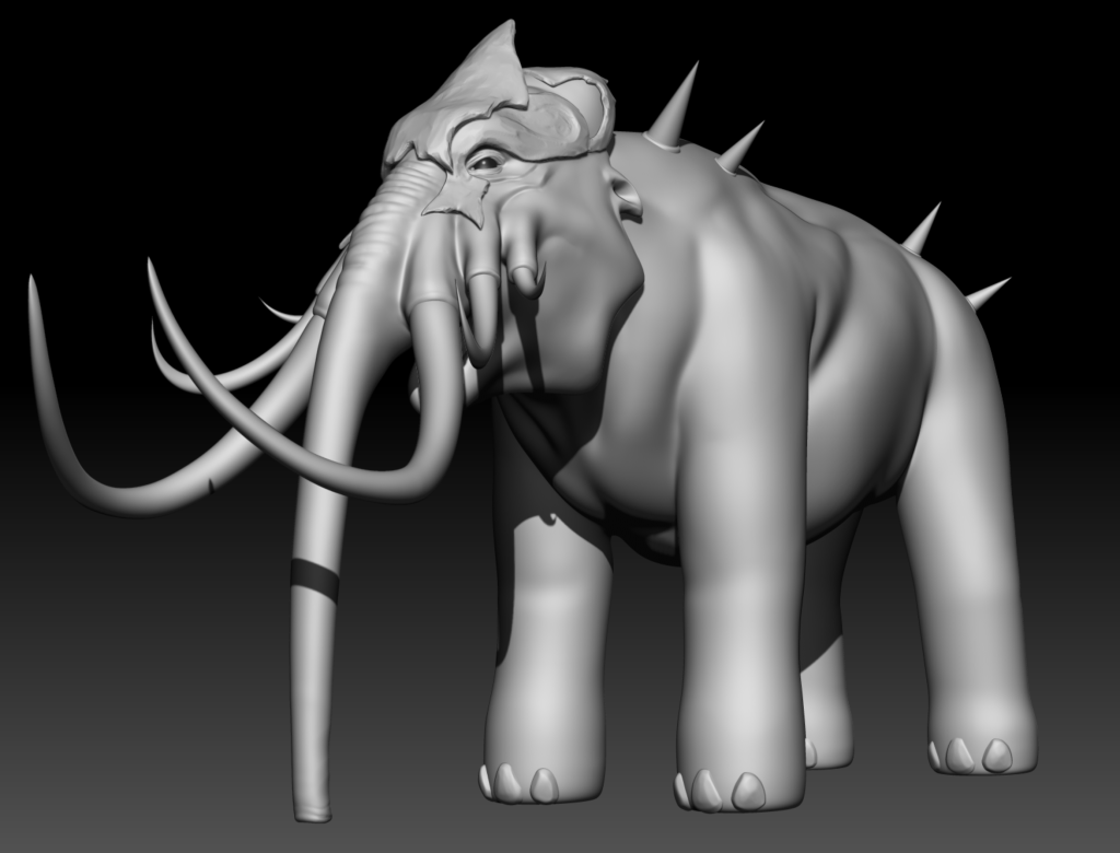 Base mesh of a Mammoth from Depths of Erendorn in ZBrush