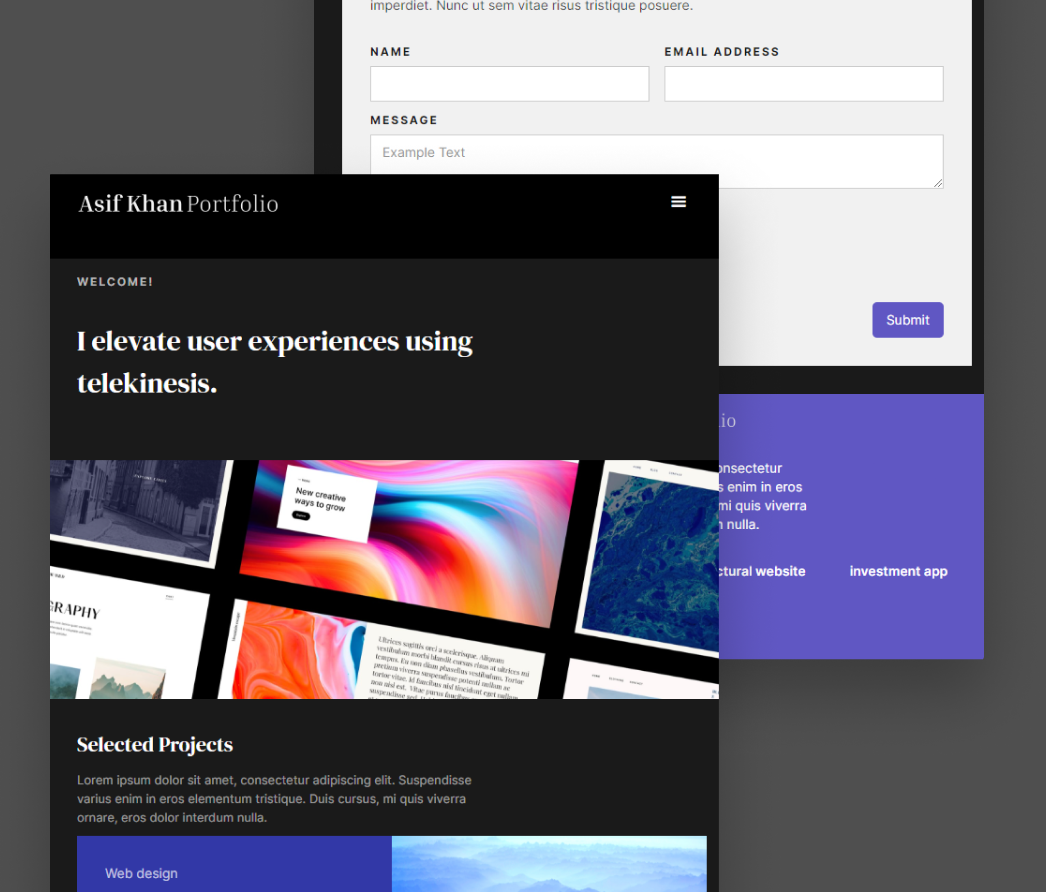 A mockup of a project