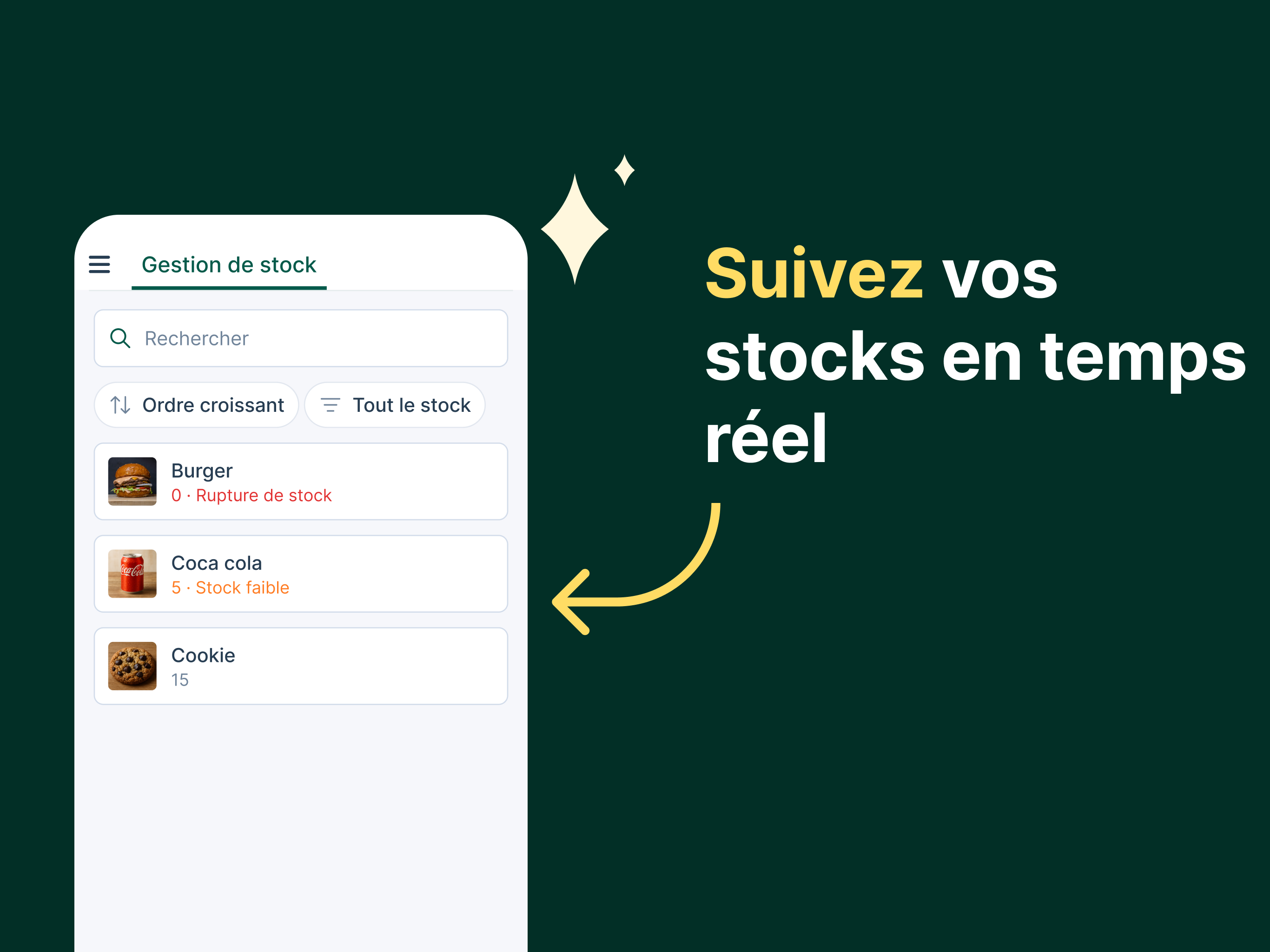 tableau de bord pour suivre l'activité de la caisse enregistreuse sur ios et android
