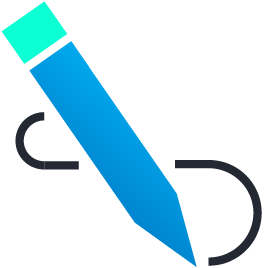 Presentation design icon: a pen drawing
