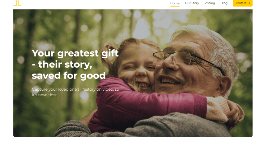 A screenshot of the top section on the Living Legacy website