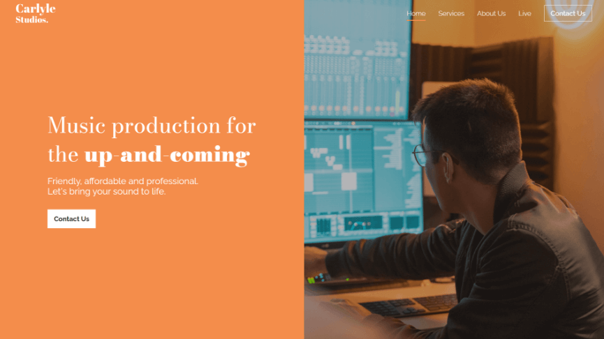 A screenshot of the top section on the Carlyle Studios website