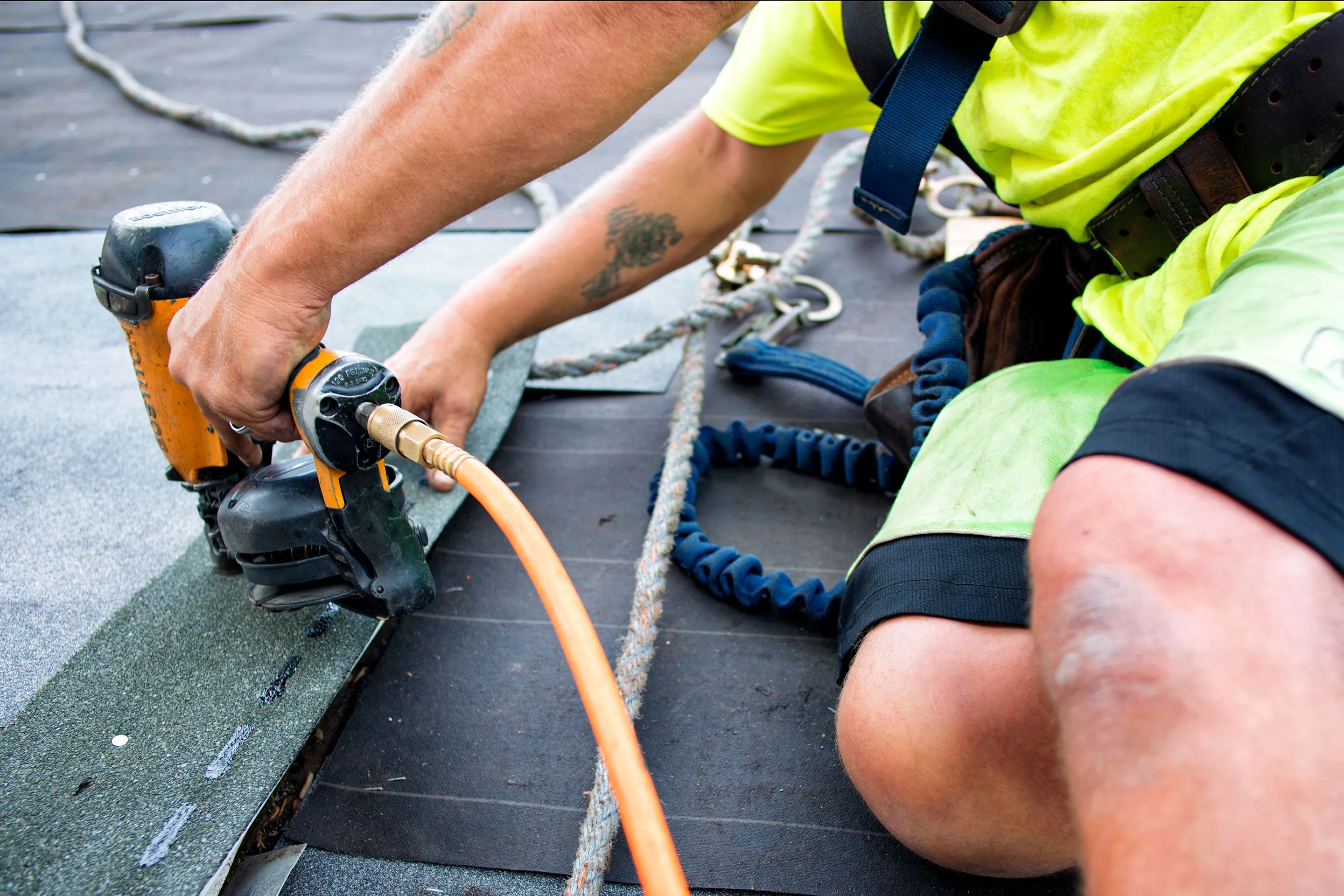Removing a residential roof on Thames River Road.