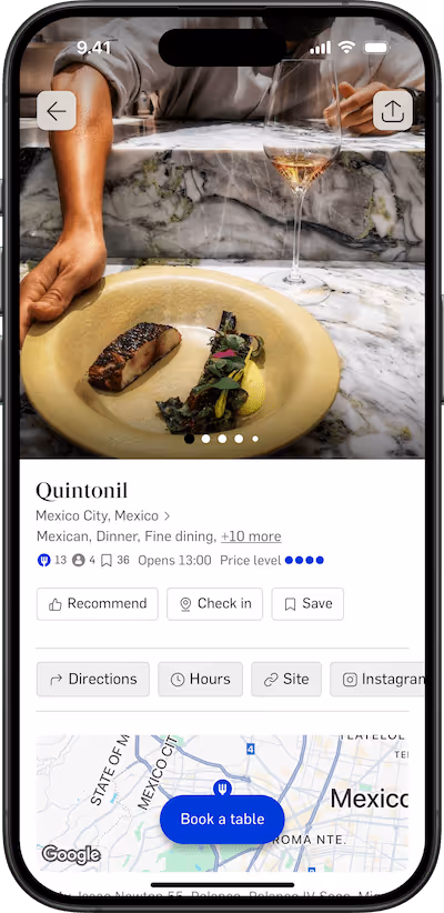 App screen of World of Mouth app featuring Quintonil.
