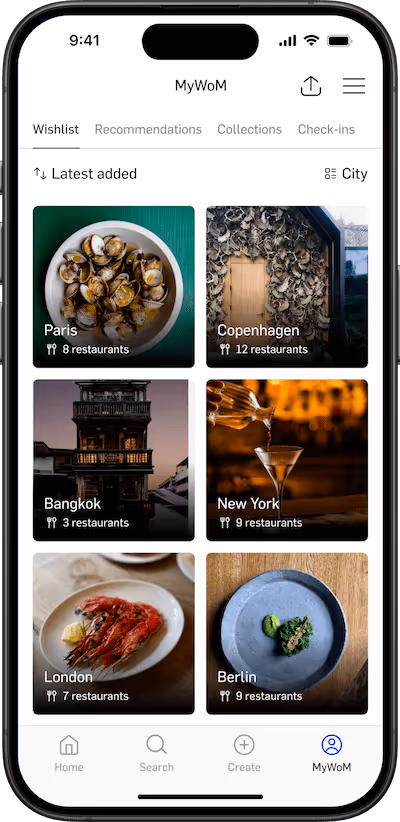 App screen of World of Mouth app featuring MyWom.
