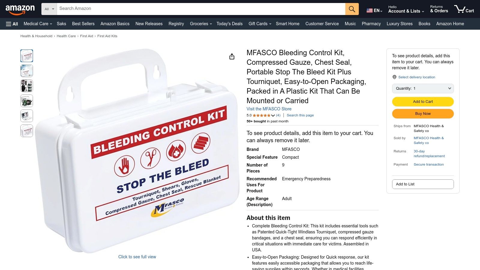 Amazon – MFASCO Bleeding Control Kit