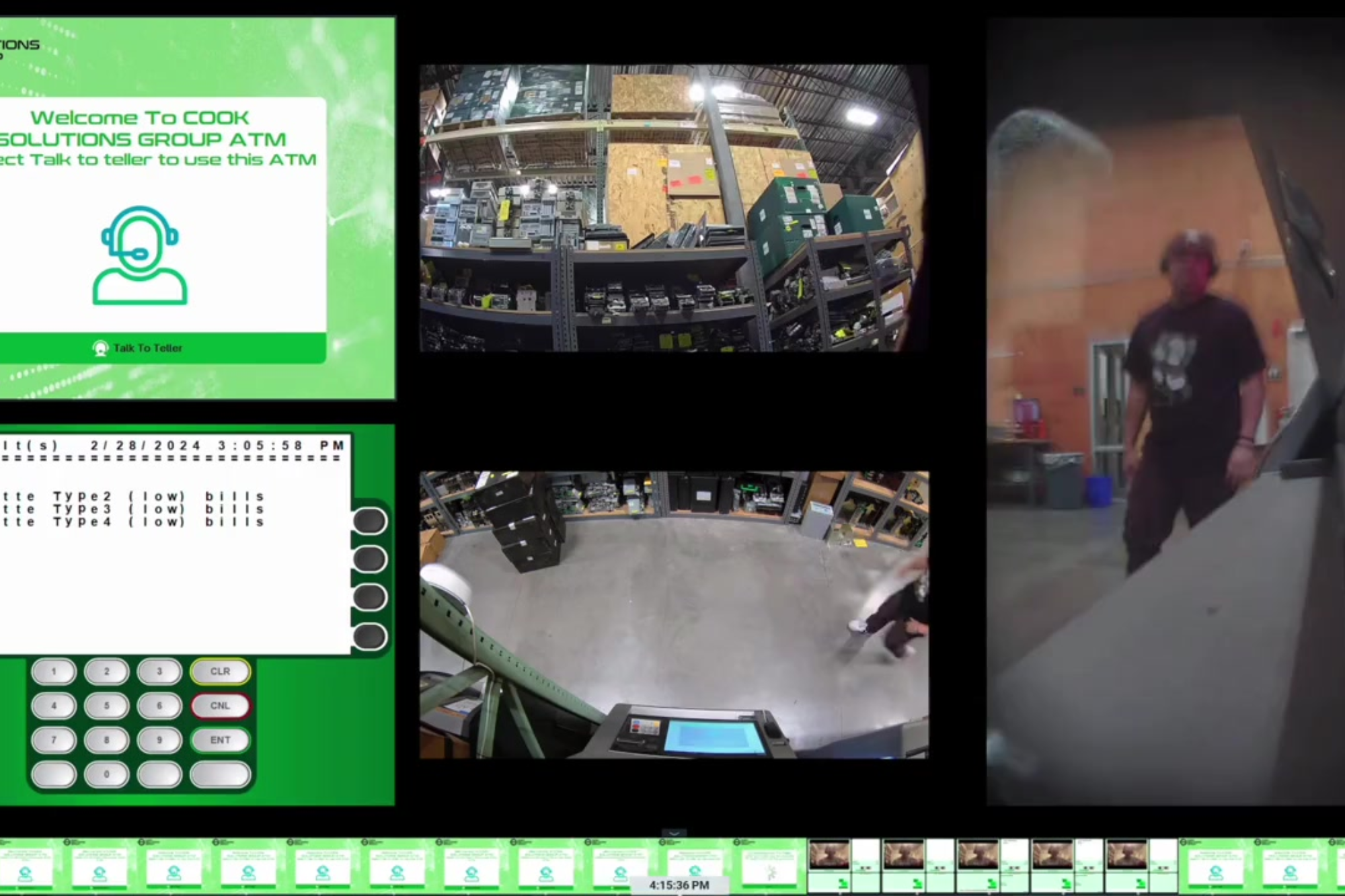 PikoTERMINAL screen recording interface showing ATM transaction monitoring