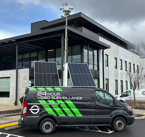 24 Hour Mobile Video Surveillance Vehicle monitored by network operations center (NOC)