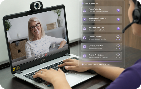 Xillium virtual referral team working alongside a client at their office