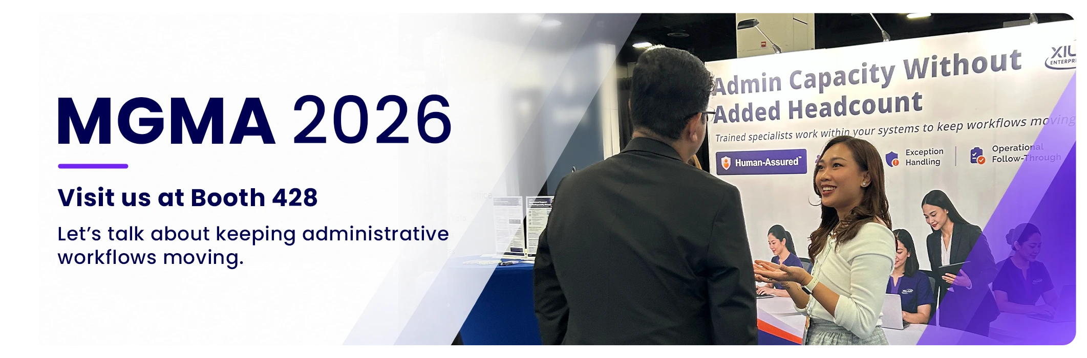MGMA 2026 attendee conversation at Xillium Booth 428