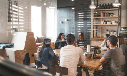 Workers in a meeting