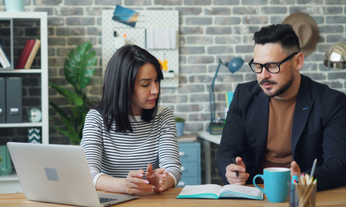 Two colleagues talking