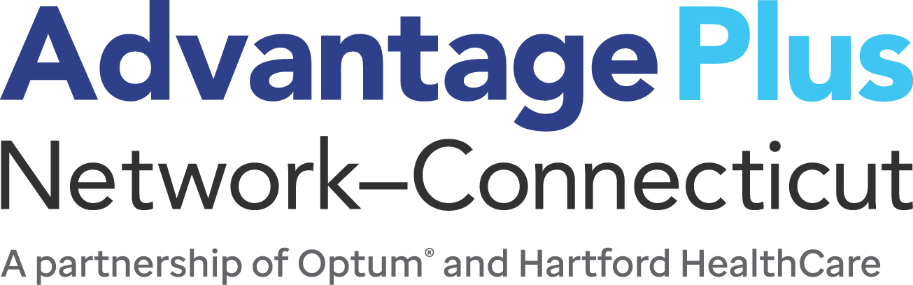 Advantage plus network Connecticut. A partnership of Optum and Hartford HealthCare logo