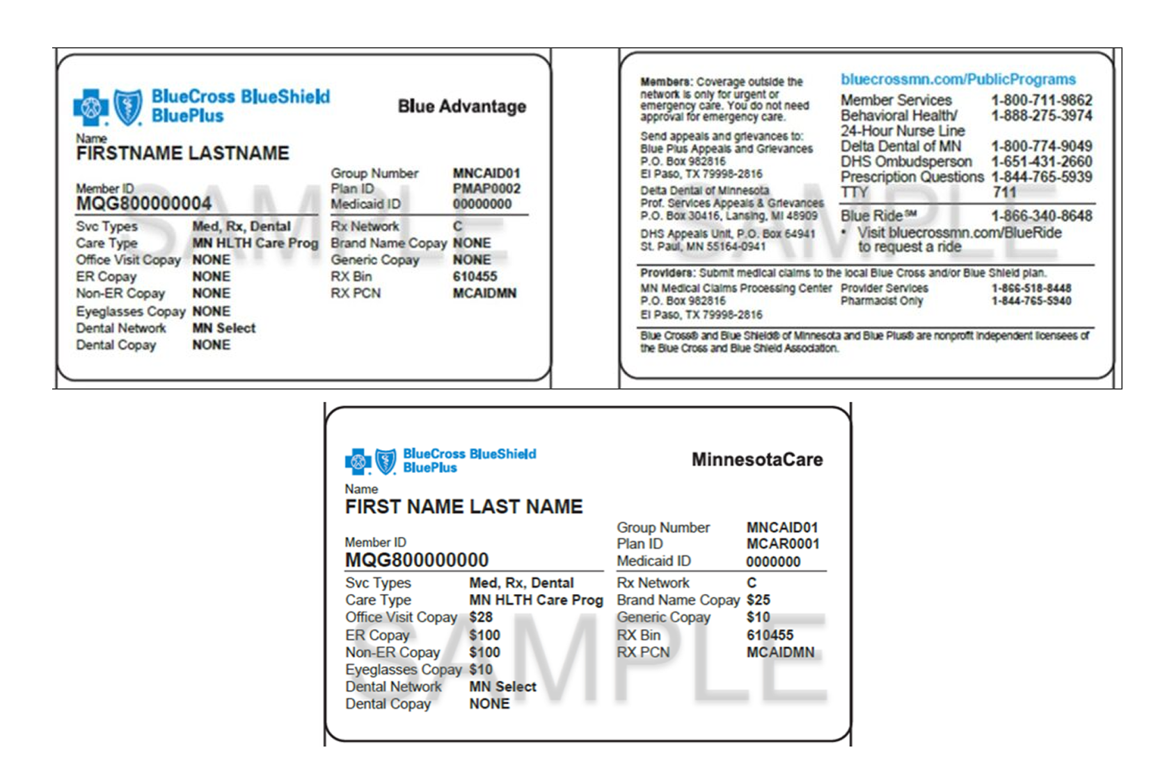 BluePlus example member ID card