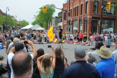 Crowd watching performer at outdoor festival