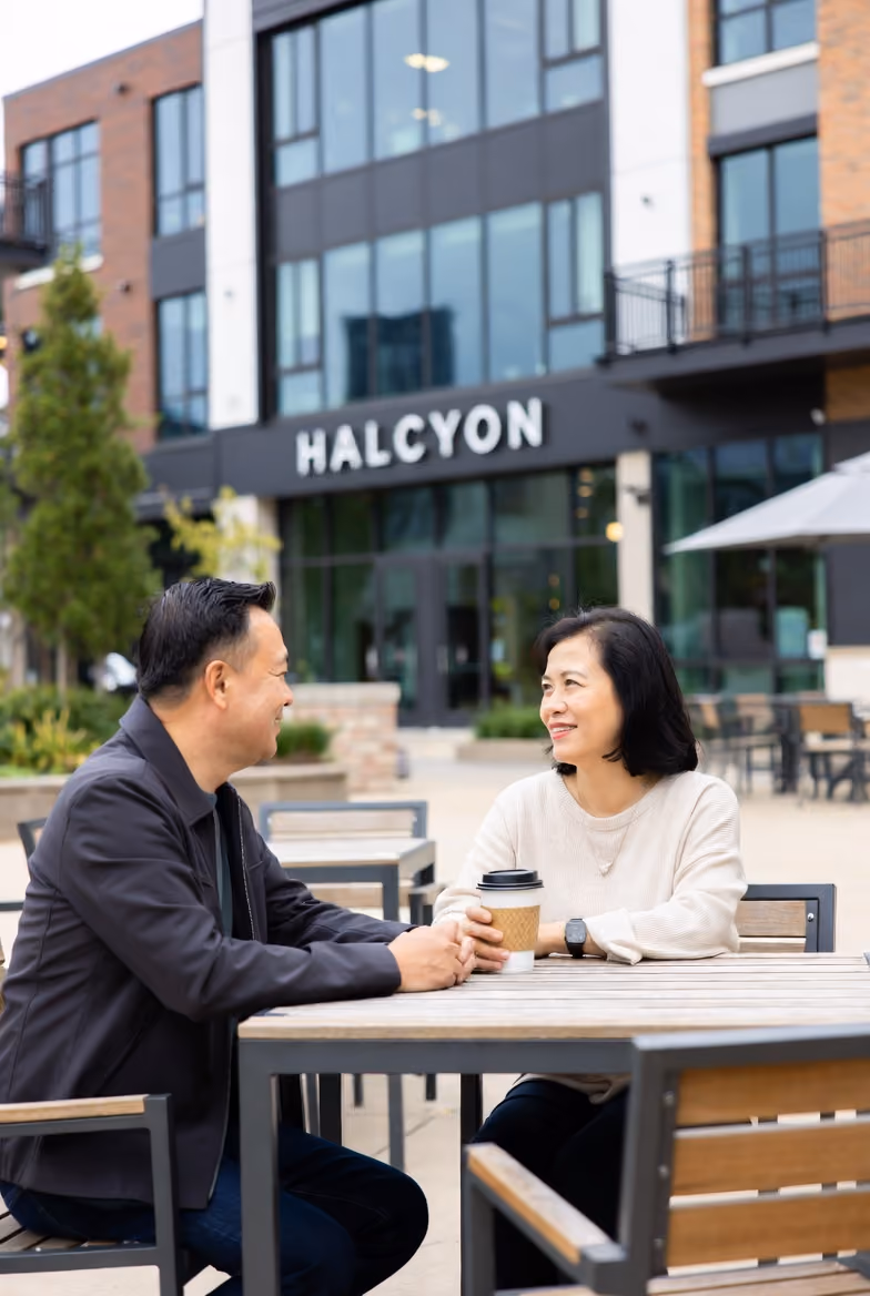 Couple enjoying coffee in Alpharetta