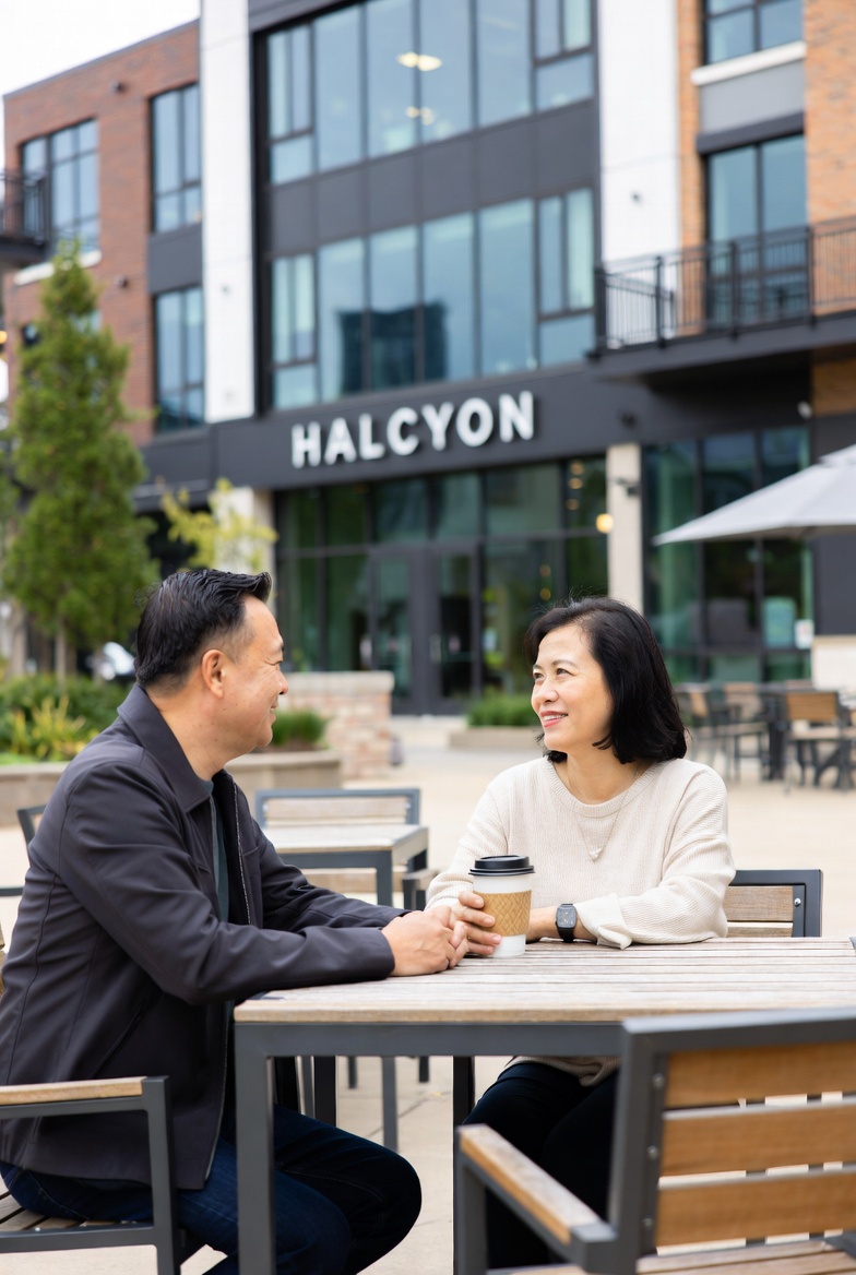 Couple enjoying coffee in Alpharetta