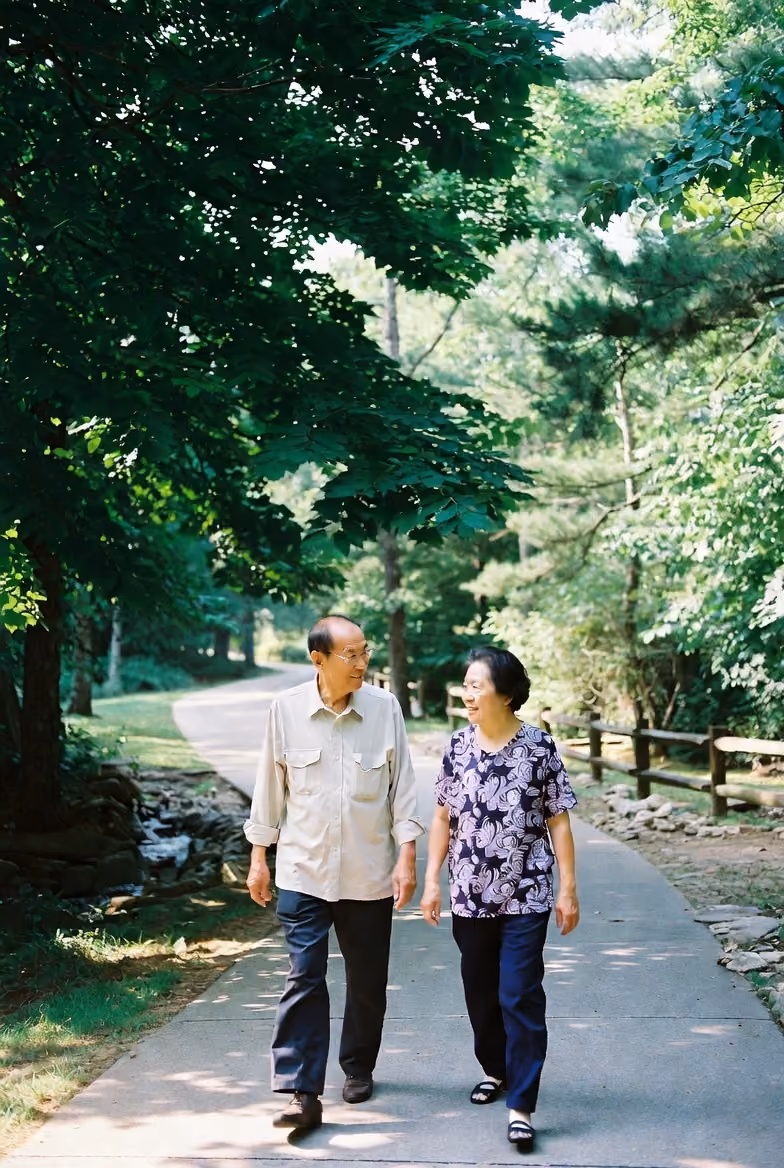 Older couple walking in Alpharetta GA