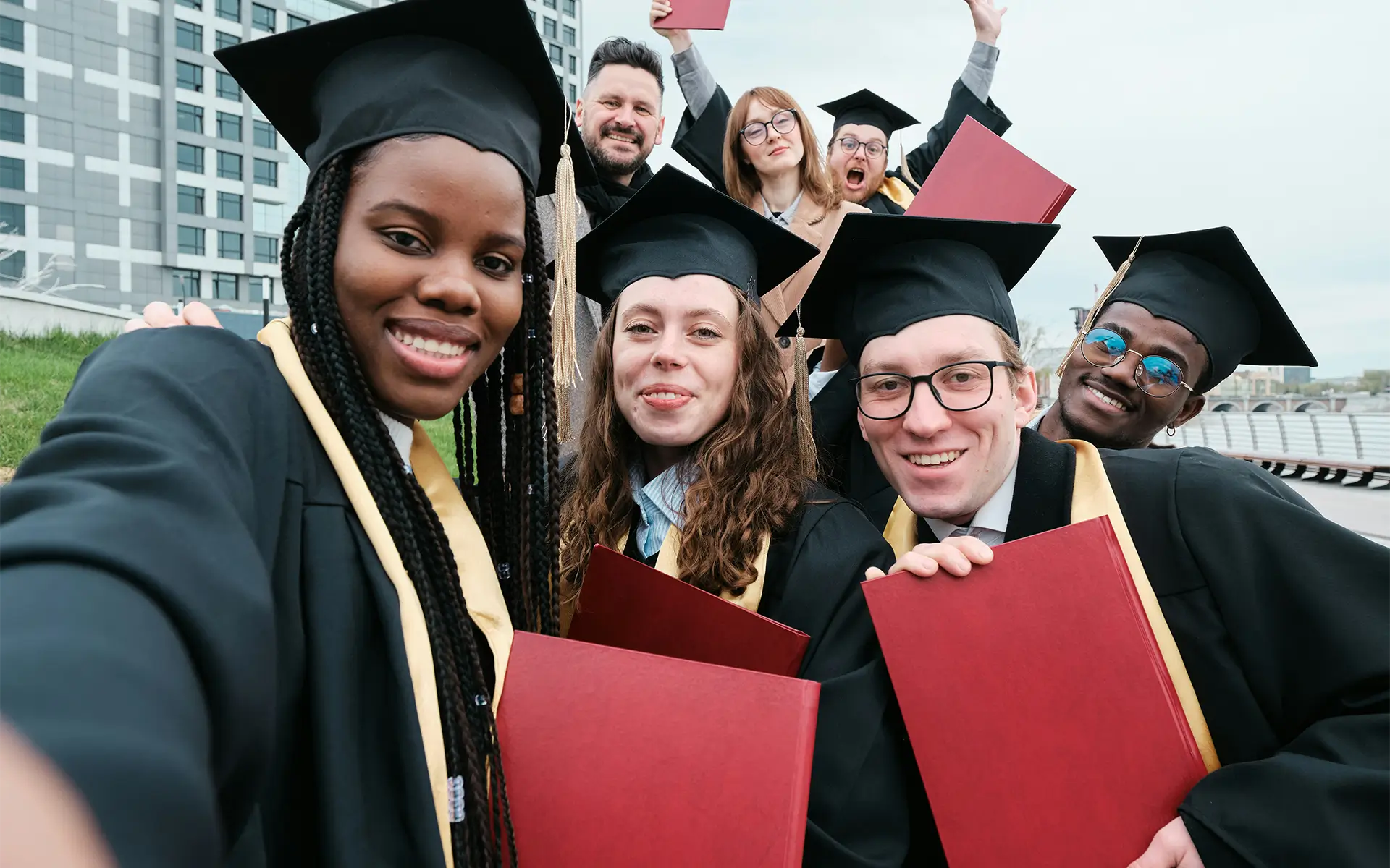 A group of eager Duke graduates