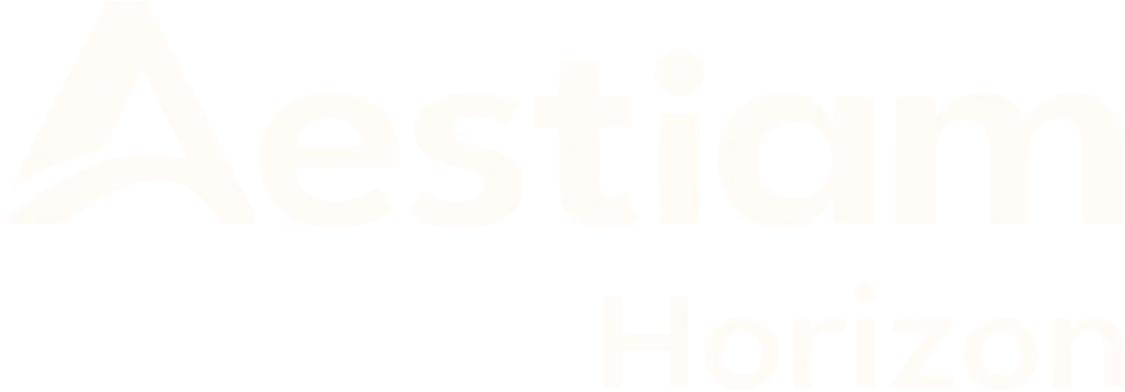 Aestiam Horizon company logo with stylized letter A on a white background.