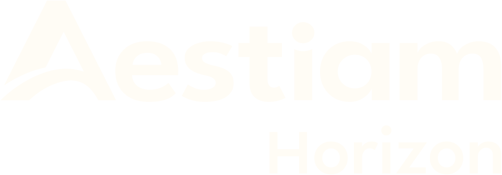 Aestiam Horizon company logo with stylized letter A on a white background.