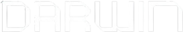 The word DARWIN in white stylized block letters on a black background.