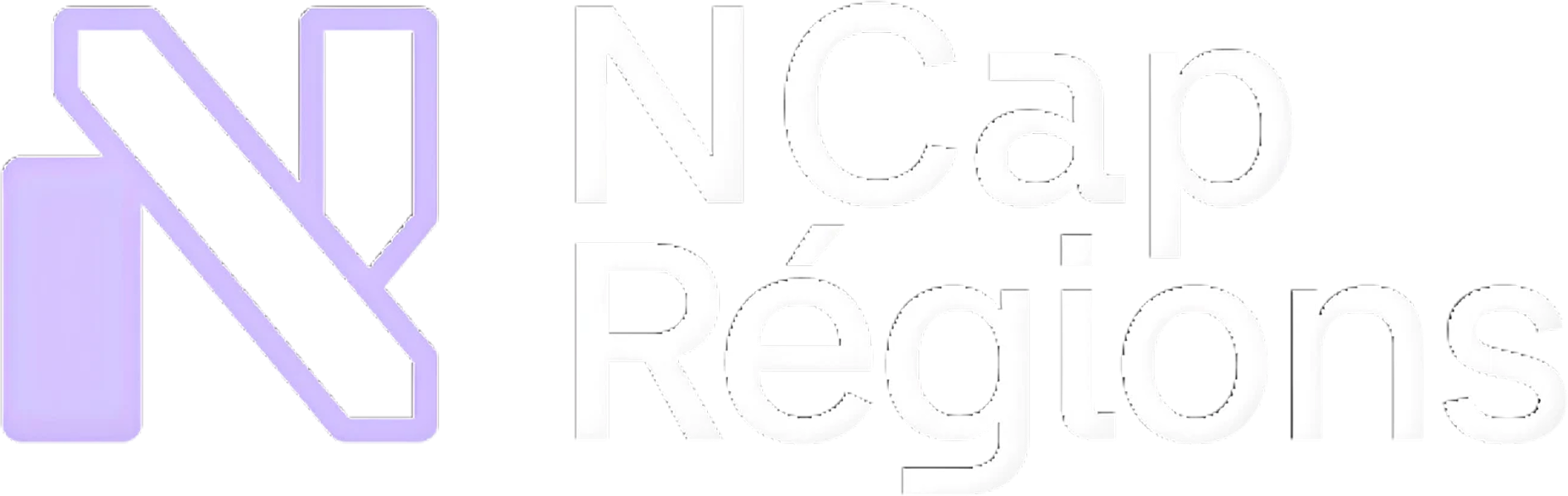Purple stylized N logo followed by text 'NCap Régions' in white on a transparent background.