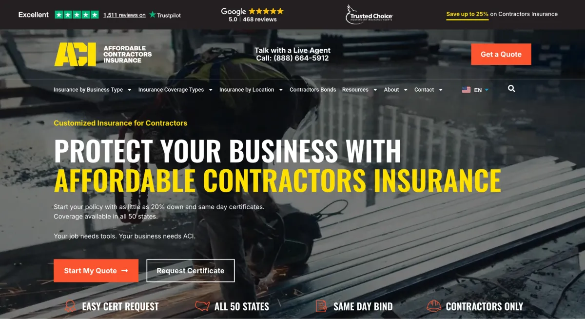 Affordable Contractors Insurance Screenshot