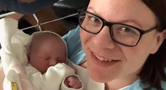 Marianne with newborn