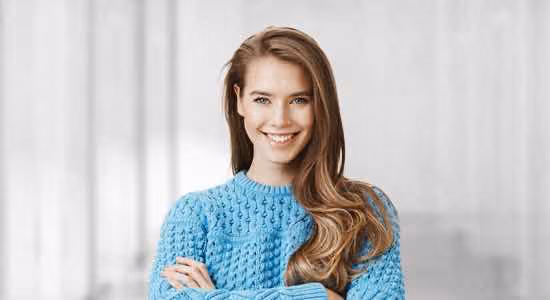 Female patient in modern clinic interior