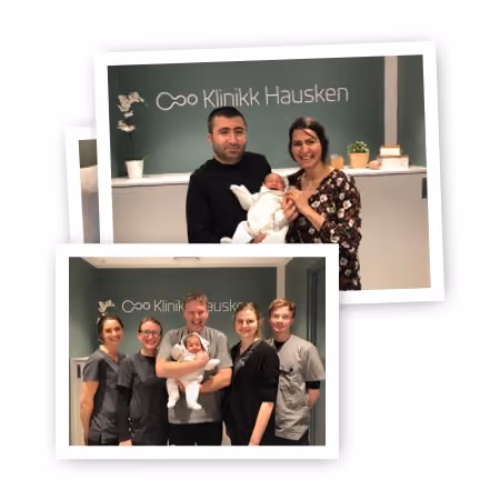 Photo collage of satisfied fertility patients at the clinic