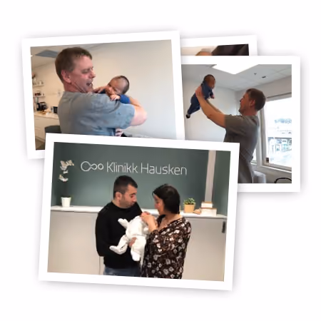 Photo collage of satisfied fertility patients at the clinic