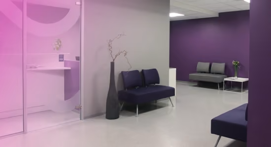 Interior waiting room at fertility clinic