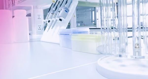Section of test tubes and medical equipment in a laboratory