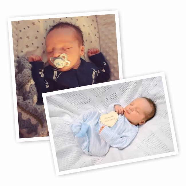 Cute photo collage of happy customers and babies