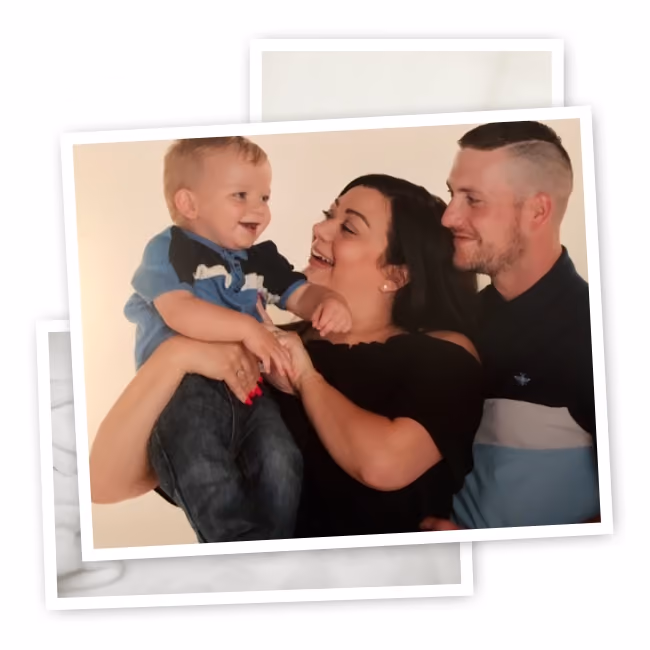 Cute photo collage of happy customers and babies