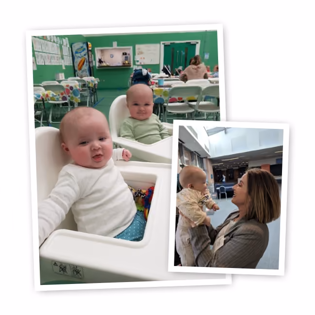 Cute photo collage of happy customers and babies