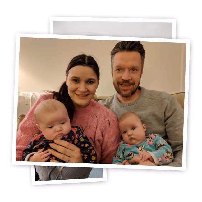 Cute photo collage of happy customers and babies