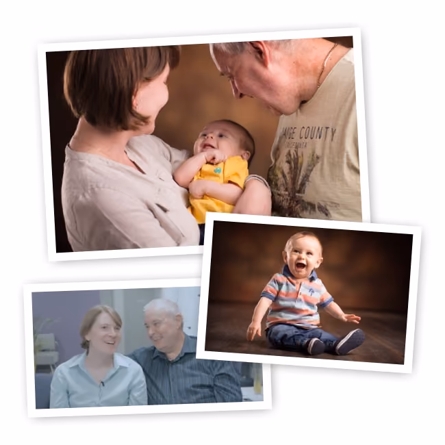 Cute photo collage of happy customers and babies