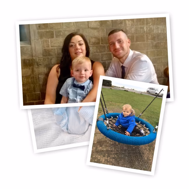 Cute photo collage of happy customers and babies