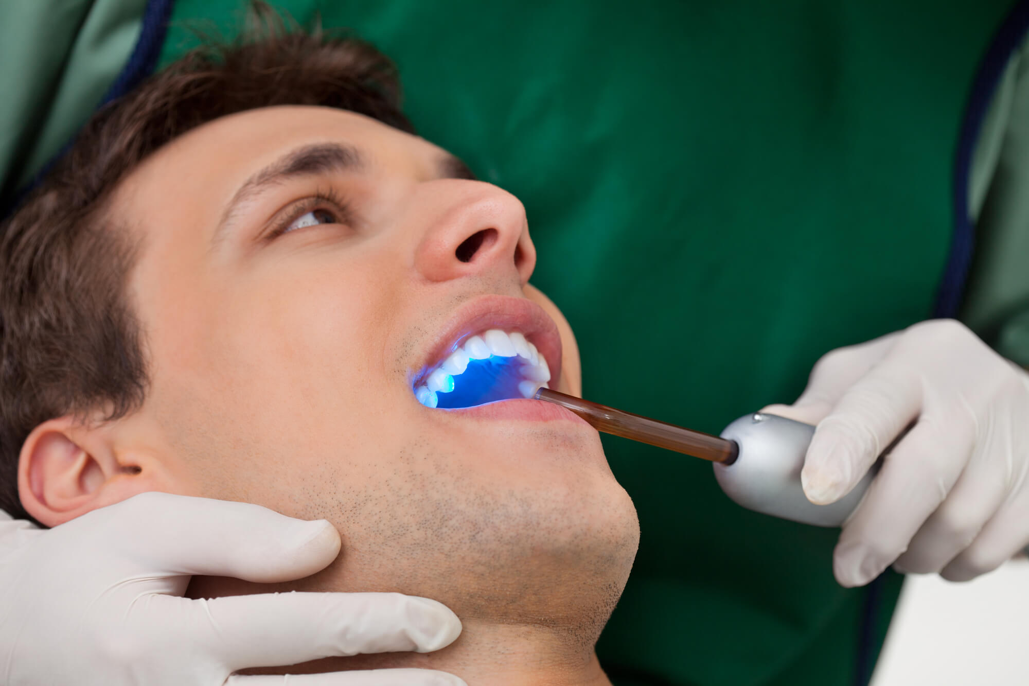 male patient undergoing cosmetic dentistry in College Station, Texas