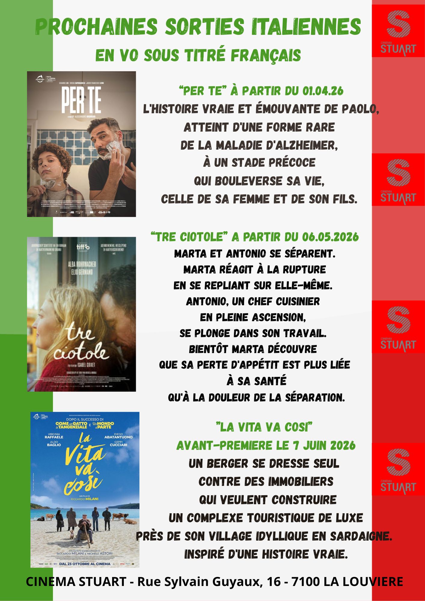 PROCHAINES SORTIES ITALIENNES