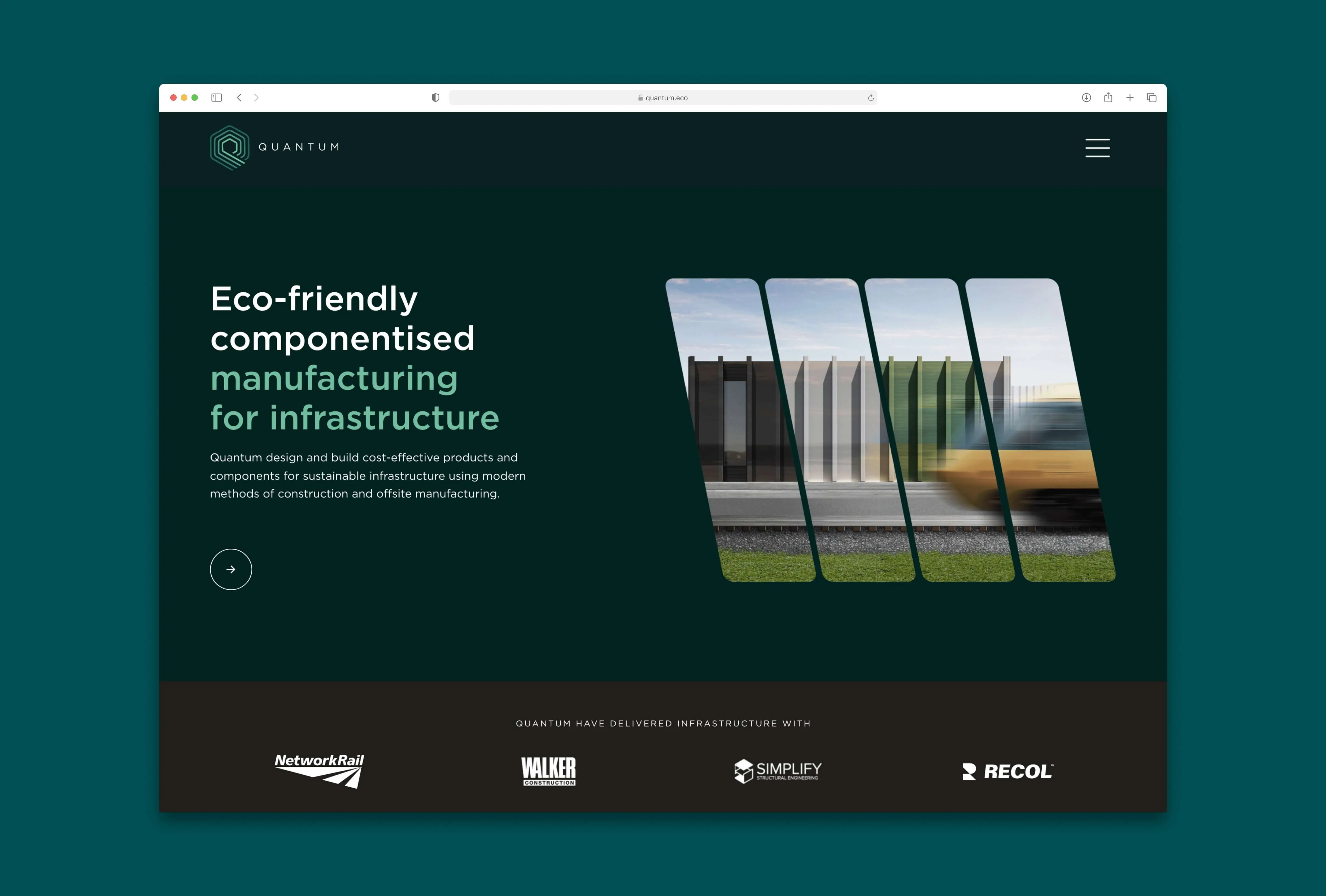 quantum home page website mock up