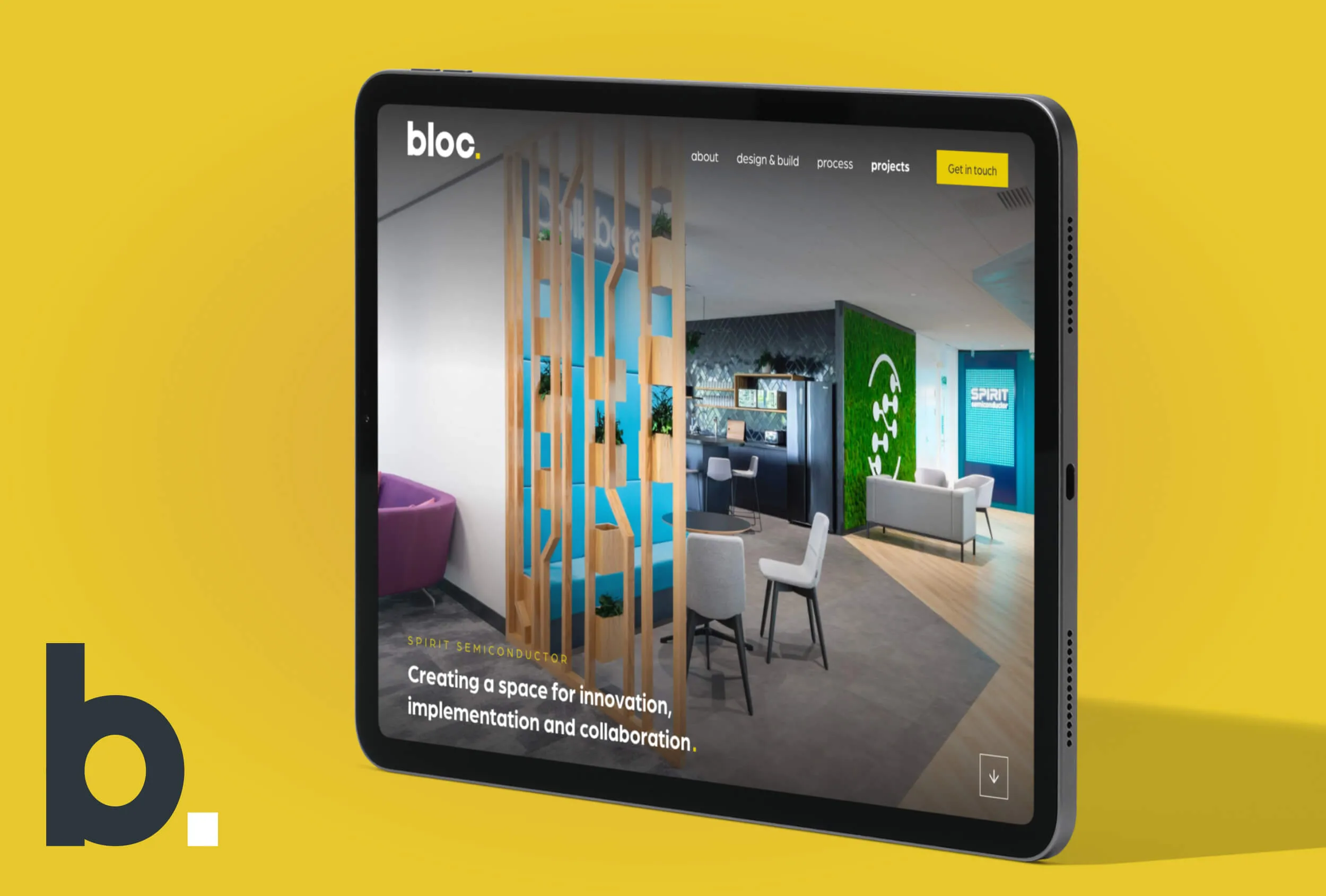 tablet version of a modern project page