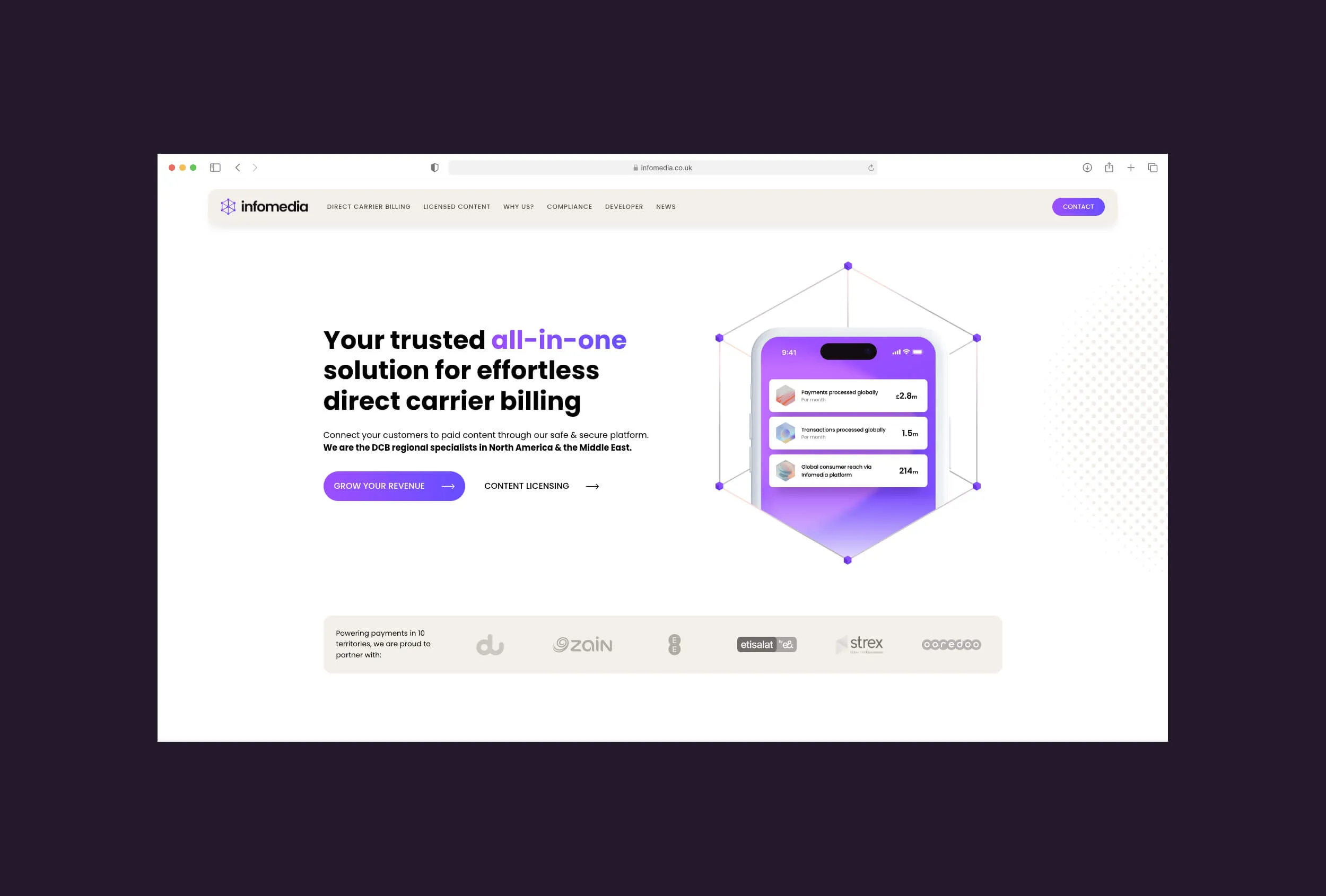 desktop mock up of infomedia home page